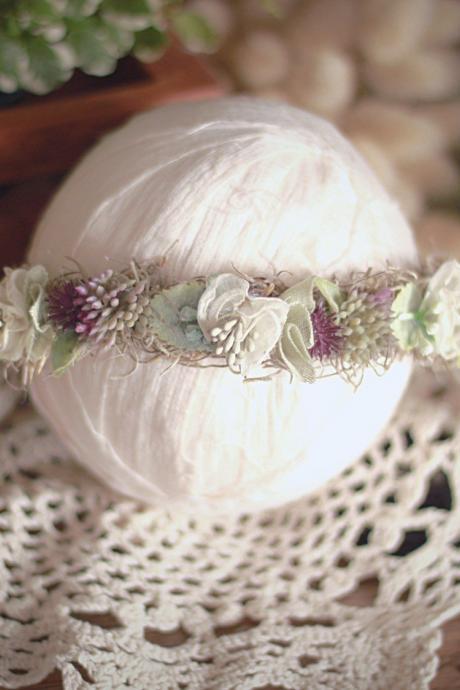 Newborn Tieback,newborn Tieback,newborn Prop,organic Tieback,photography Props,baby Headband,whimsical Tieback,burlap Tieback,moss Tieback