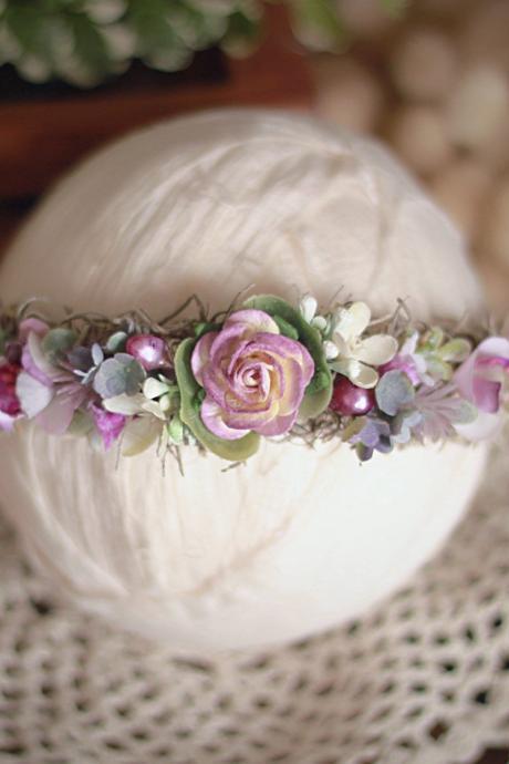 Newborn Tieback,newborn Tieback,newborn Prop,organic Tieback,photography Props,baby Headband,whimsical Tieback,burlap Tieback,moss Tieback